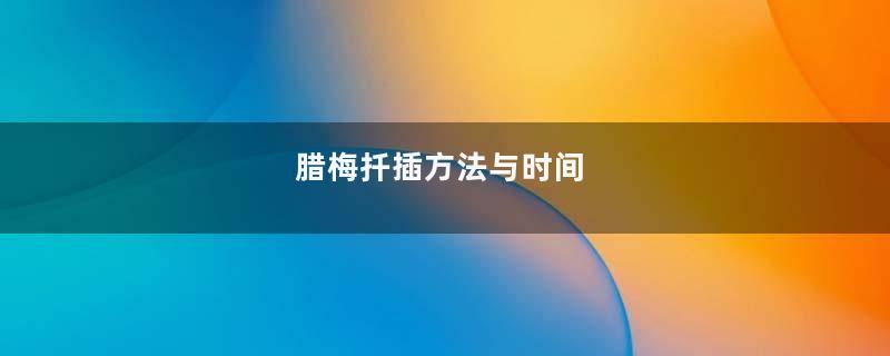 腊梅扦插方法与时间