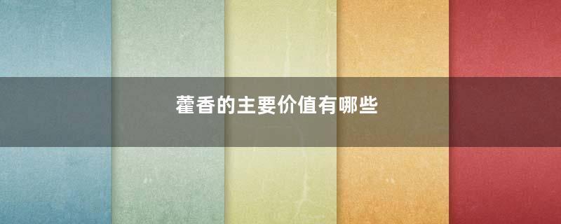 藿香的主要价值有哪些
